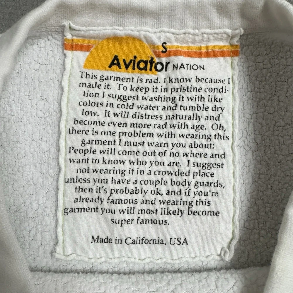 Aviator Nation Sweatshirt Womens Small White Rainbow Stripe USA Pullover Retro - Picture 2 of 8